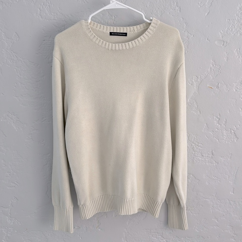 Brandy Melville Brianna Cotton Sweater in Ivory: ONE SIZE-Regular Fit